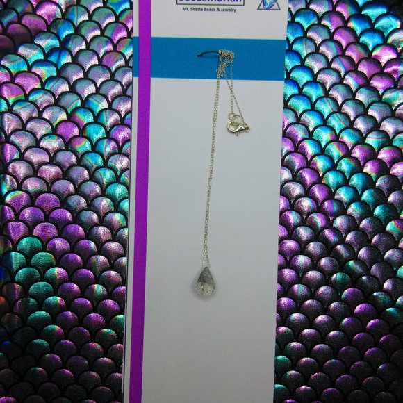 Tourmalinated Quartz Faceted Drop 18" Necklace Sterling Silver - Picture 2 of 4